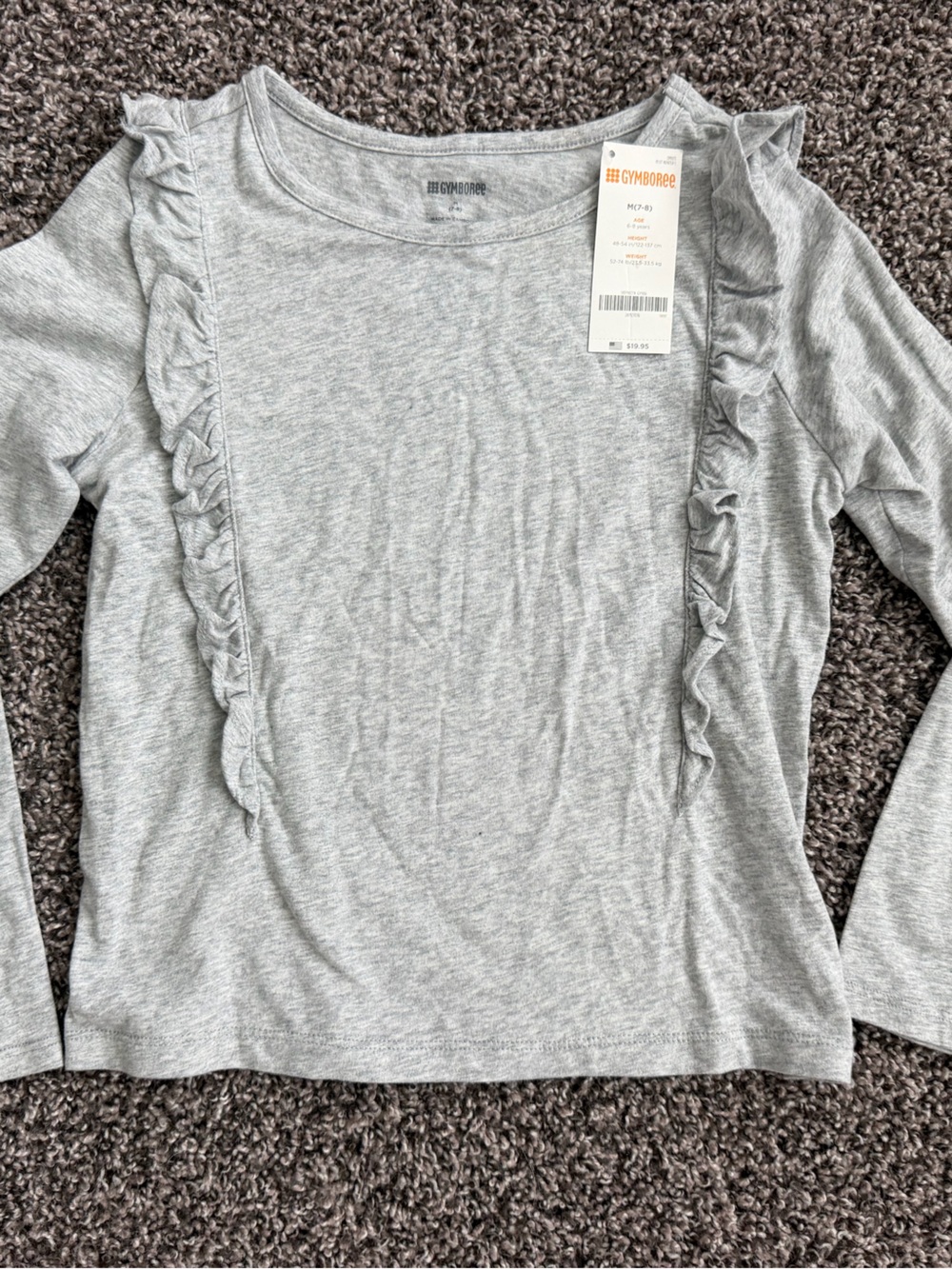 Gymboree Light Gray Ruffle-Trim Long Sleeve Top